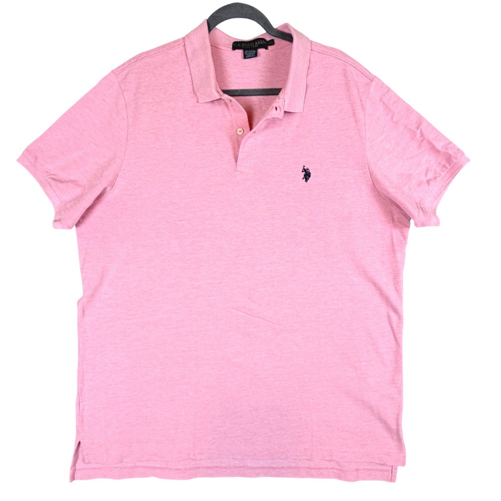 US Polo Assn Mens XXL Pink Short Sleeve Pique Polo Shirt 11601588
